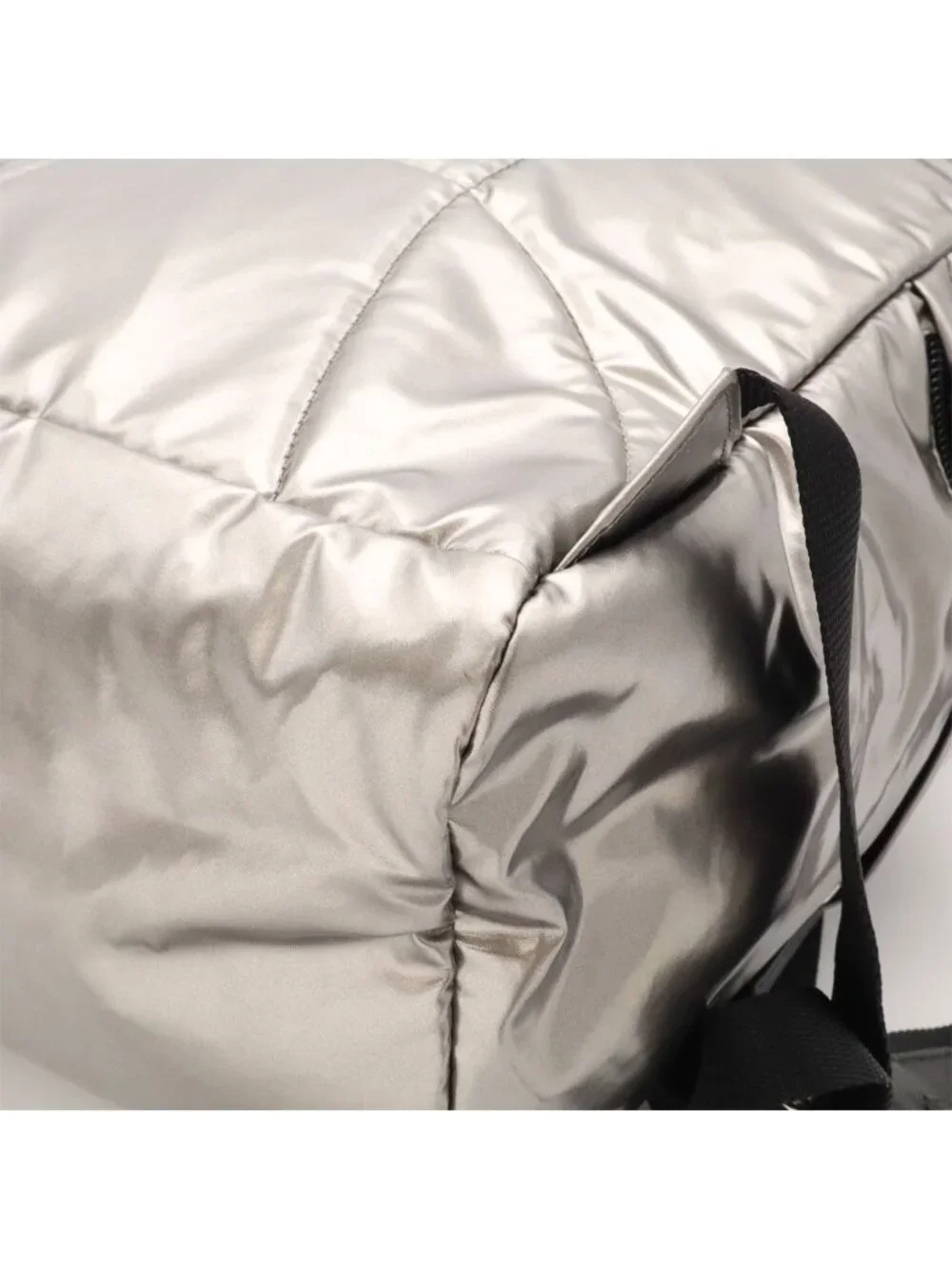 Prada Triangle Logo Backpack Shoulder Bag Nylon Metallic Silver
